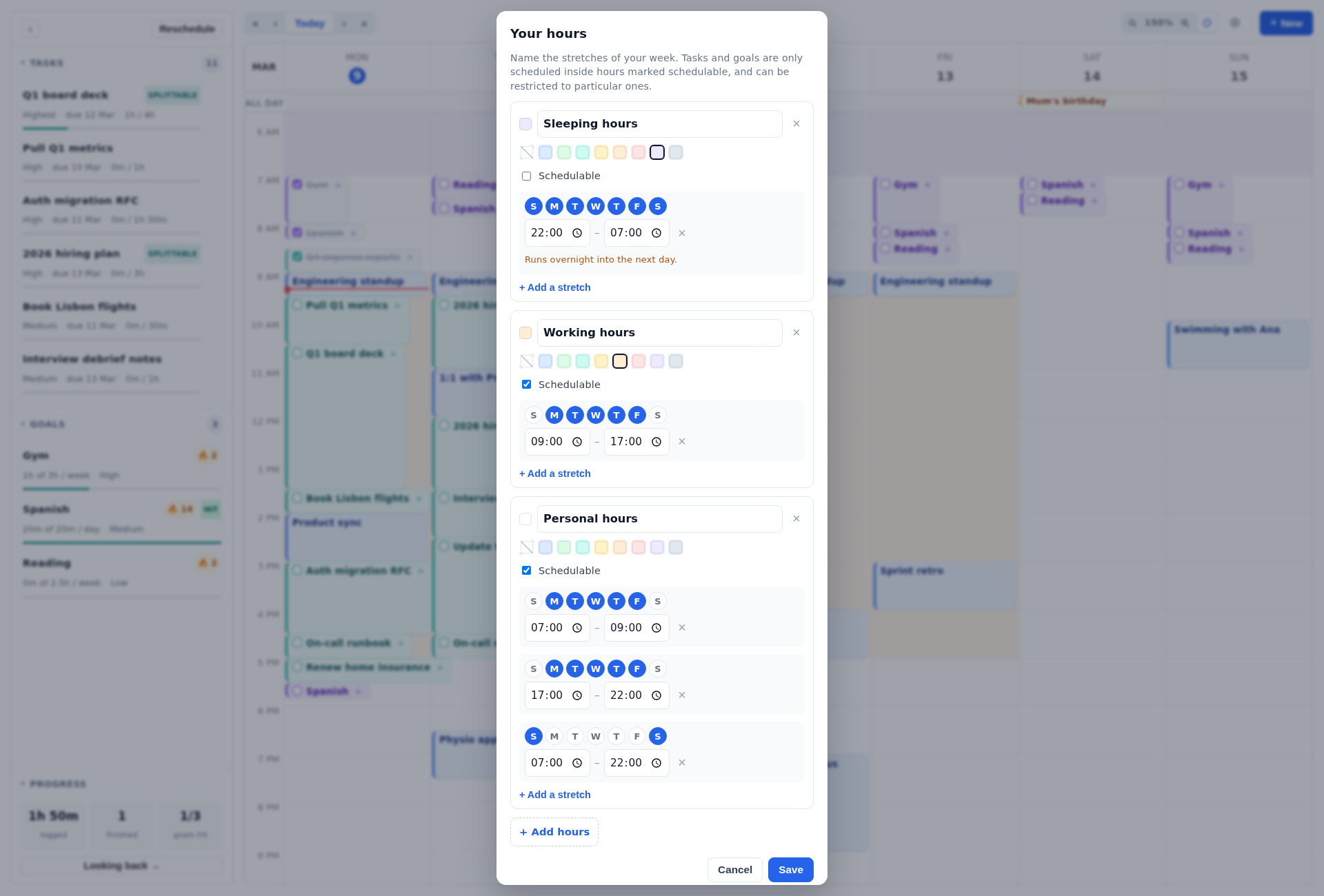Customizable Hours Editor