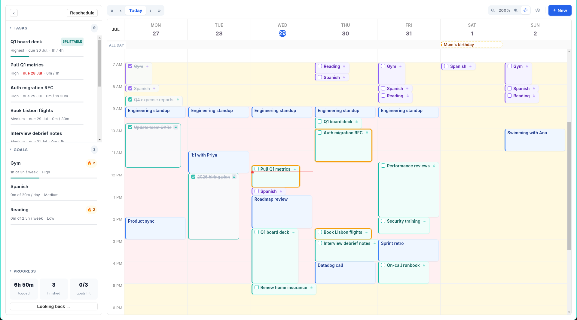 Events, Tasks, and Goals in Increment